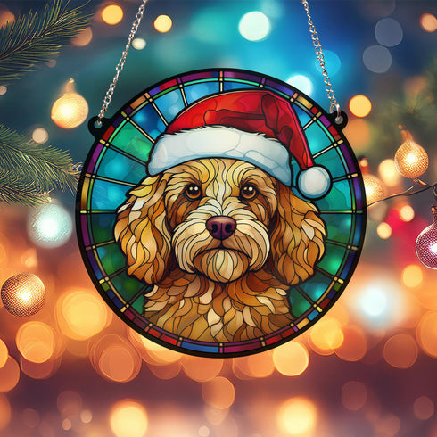 Cockapoo Golden Christmas Suncatcher
